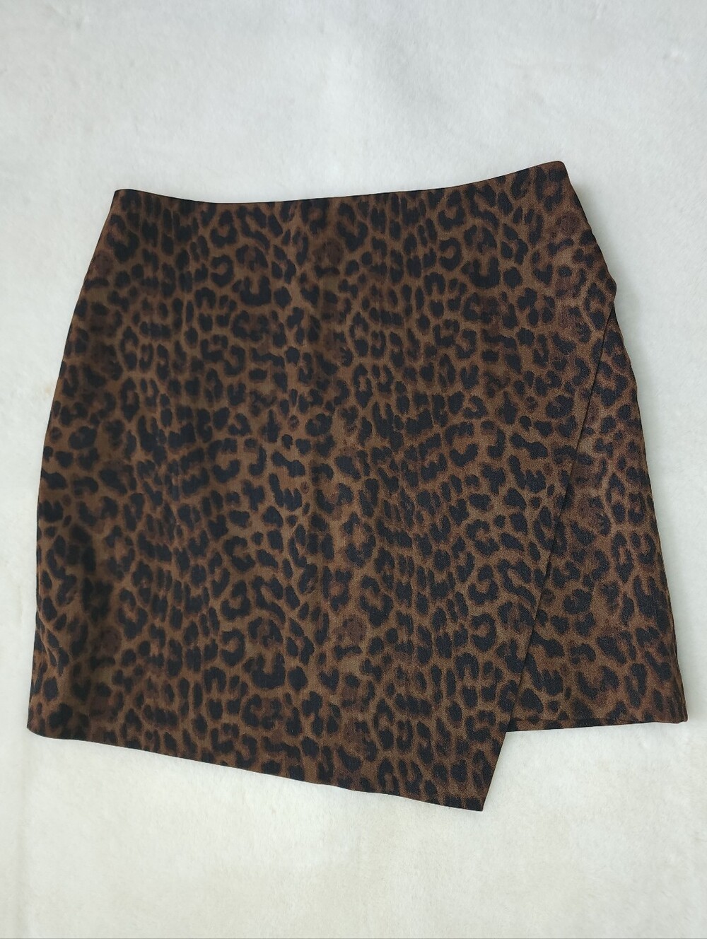 Ann Taylor Leopard Print Wrap-Front Mini Skirt - Picture 2 of 6